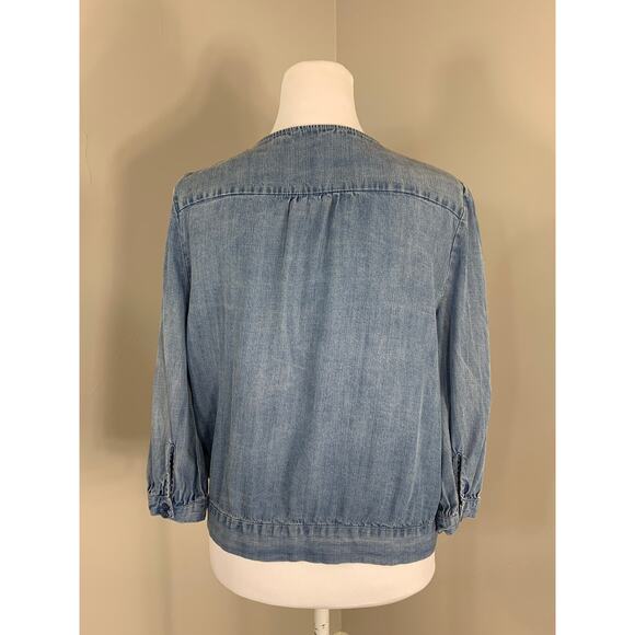 Denim Blouse Rustic Luxury Boho Gypsy Romantic Coastal ShabbyChic Wrap Nordstrom - Picture 5 of 7